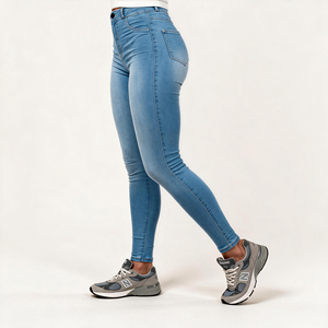 <span class=keywords><strong>Jeans</strong></span> <span class=keywords><strong>Skinny</strong></span> Push-Up da <span class=keywords><strong>Donna</strong></span> a Vita Alta <span class=keywords><strong>Super</strong></span> Elasticizzati in Denim Azzurro Leggero - Produttore - Product Image 3