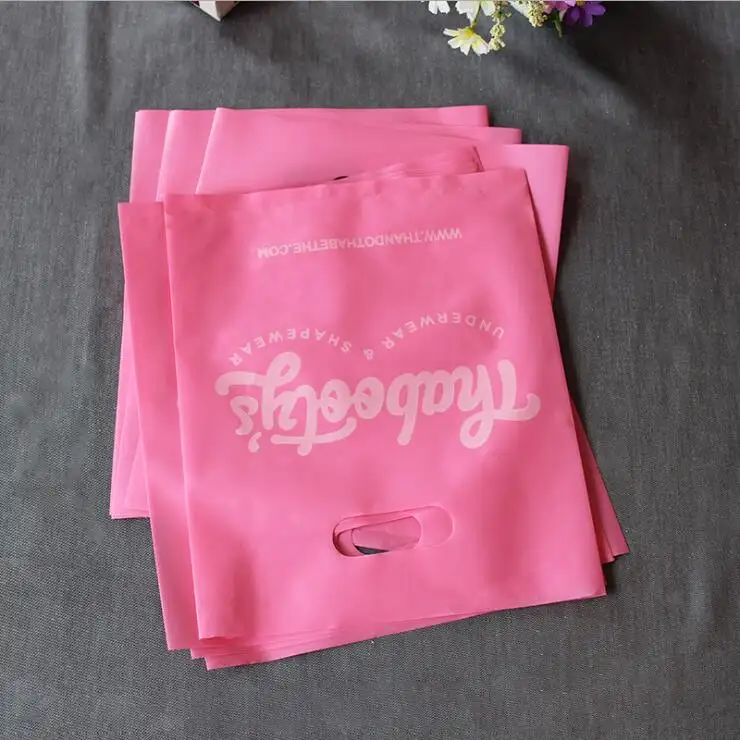 カスタマイズされたビニール袋プリント独自のロゴ、生分解性ビニール袋ピンクはハンドル