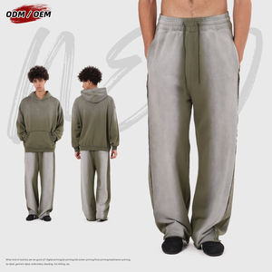 Pantalones de algodón vintage para hombre con efecto desgastado, dobladillo sin rematar, estilo deportivo casual para danza jazz - Product Image 3