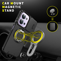 Étui de téléphone antichoc rotatif robuste pour Redmi 15C A5 Note 14 13 Pro avec support magnétique pour appareil photo coulissant