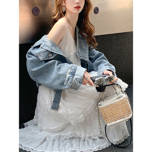 French Style Purple Lace Maxi Dress One Shoulder Breathable Summer Beach Cover Up For Vacation Leisure - Product Image 4