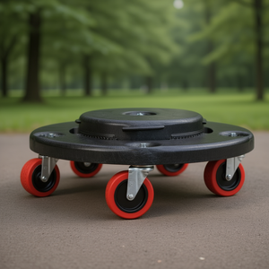 Carrello Silenzioso Rotondo con Ruote Rosse e 4 Rotelle, Carrello Portaoggetti - Product Image 3