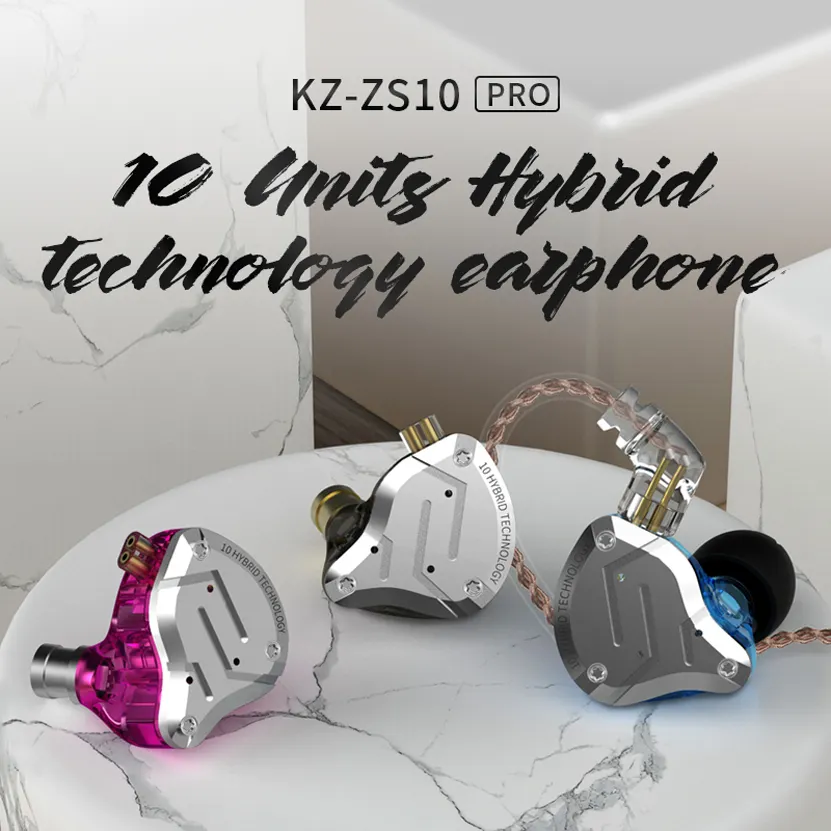 Auriculares KZ KZ ZS10 Pro Auriculares internos con cable de 3,5 mm 1DD +  4BA Auriculares híbridos de música HiFi Auriculares deportivos Cable  desmontable de 2 pines KZ Auriculares