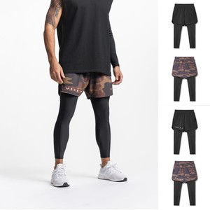 Yu Hong Men's Sports Shorts <b>Mid</b> Waist Double <b>Layer</b> Elastic Breathable For Outdoor Training - Product Image 1