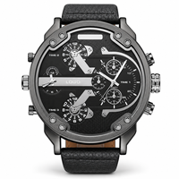 Reloj de Pulsera para Hombre, Doble Hora, Correa de Acrílico, Movimiento Japonés de Cuarzo, Caja de Aleación, Esfera con Agujas, Estilo Casual