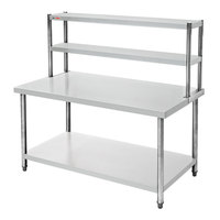 Haute Duty Fournisseur Professionnel En Gros Commercial En Acier Inoxydable 201 Cuisine Double Couches Table De Travail Avec Étagère Supérieure
