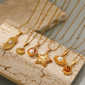 Collares de Acero Inoxidable con Colgantes de Estrella/Concha y Perla para Mujer, Accesorios de Moda de 18K PVD Resistentes al Agua, Joyería de Moda para el Cuello - Product Image 3