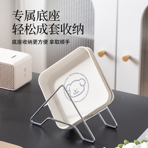Bear Themed Plastic Serving Tray 2 Pack Smooth <b>Edge</b> For Home Kitchen Fruit Storage Dish - Product Image 2