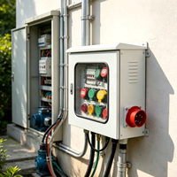 Boîtier de distribution d'alimentation extérieur industriel en métal et plastique ABS à 6 prises avec disjoncteur, étanche IP67