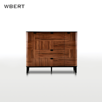WBERT Armoire de rangement légère de luxe en grain de bois rétro de style italien-Panneau en fibres moyennes et bois de pommier pour TV, salle à manger et salon