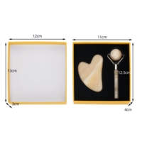 Conjunto de Ferramentas de Massagem Facial Personalizadas com Rolos de Quartzo Natural para Cuidados com os Olhos e Gua Sha em Formato de Coração, com Embalagem Personalizada para Atacado