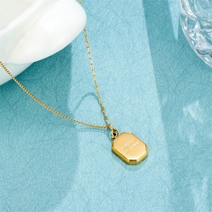 Wholesale Gold Plated Geometric Engraved Letter Dangle Charm <b>Necklaces</b> Jewelry - Product Image 2