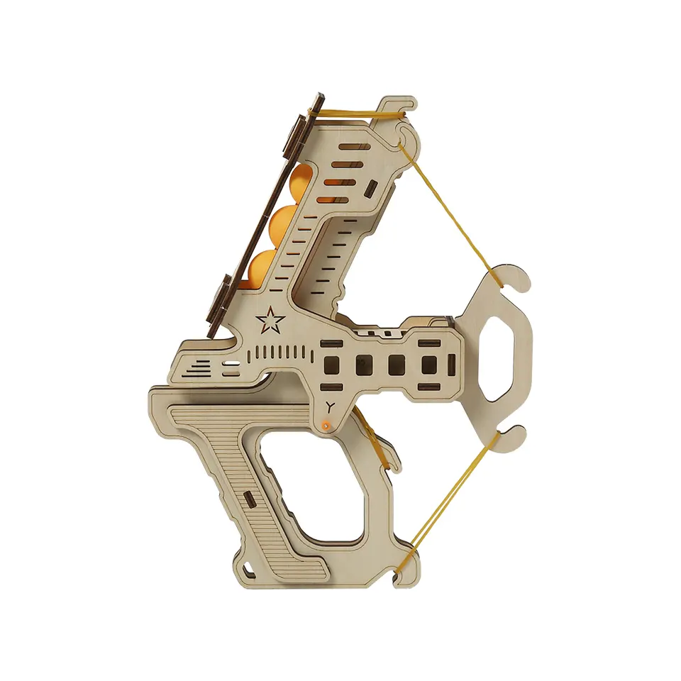 フランス製 本格 木製クロスボウ 大小セット Laser-Cut-DIY-Toy-Crossbow-3D-