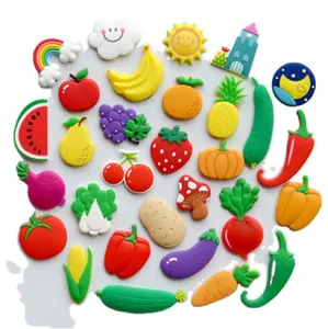 Kinder frühe Bildung 2D Weich gummi Gemüse Obst Kühlschrank Magnet