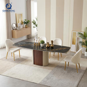 Ensemble de <span class=keywords><strong>table</strong></span> à manger en pierre frittée <span class=keywords><strong>Table</strong></span> à manger extensible en usine de Guangdong Foshan pour 8 chaises avec base en acier au carbone - Product Image 2