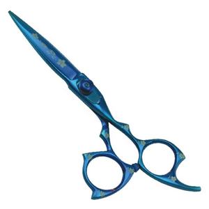 Professionnel Titane Enduit Bleu Barbier Coupe De Cheveux Ciseaux En Acier Inoxydable Lame Droite Sharp Réglable Caractéristiques Salon De Beauté - Product Image 1