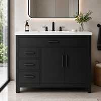 Meuble de salle de bain en aluminium imperméable avec double vasque et plateau en marbre artificiel pour usage résidentiel et commercial