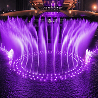 Fontaine musicale carrée grand format pour projets, avec éclairage ondulé et jets d'eau, système de contrôle compact, ensemble complet