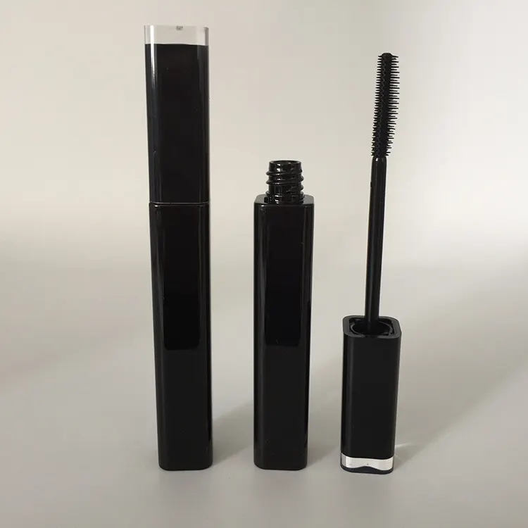 Empty plastic square shaped black colour mascara packaging tubes, eyelash liquid tubes, containers, BPA free