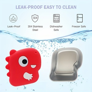 Portable 304 en acier inoxydable <span class=keywords><strong>dinosaure</strong></span> ustensiles de cuisine étanche trempette tasse avec couvercle en silicone boîtes <span class=keywords><strong>à</strong></span> lunch pour sauce tomate collations plus - Product Image 4