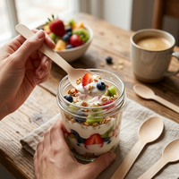 Cuillère à soupe et à riz jetable en bois épaissi de qualité alimentaire, vente en gros
