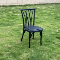 Chaise de salle à manger d'extérieur en résine, dossier croisé, design empilable, pour usage commercial, hôtels, mariages et événements