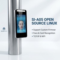 Système de contrôle d'accès par reconnaissance faciale à lumière visible IA, 5 pouces, pointage des heures Linux avec empreinte digitale