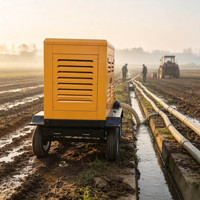 Pompe à eau diesel pour l'irrigation agricole, 4 pouces, 500hw7, grande pompe sur remorque avec moteur diesel