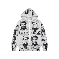 Veste en molleton de coton à capuche décontractée d'hiver de haute qualité avec fermeture éclair, imprimé motif et broderie strass – Vente en gros personnalisée