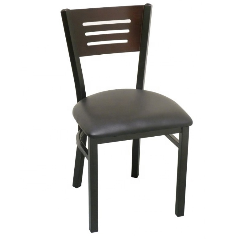 Железный обеденный стул для ресторана, кафе, магазина, отеля с сиденьем из ПВХ, стальной стул