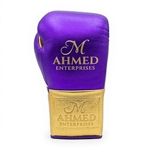 Guantes de Boxeo Color Oro Púrpura con Cordones, Guantes de Sparring Antideslizantes para Entrenamiento en el Gimnasio y Combate - Product Image 2