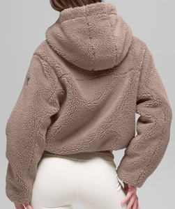 Veste zippée à col montant en polaire Sherpa Foxy, écologique, coupe-vent, automne-hiver, streetwear décontracté pour femmes, courte, unie - Product Image 2