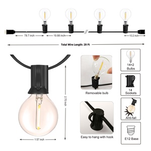 <span class=keywords><strong>Guirlande</strong></span> lumineuse <span class=keywords><strong>solaire</strong></span> <span class=keywords><strong>LED</strong></span> connectable étanche pour jardin extérieur, ampoule Edison globe, pour patio, vacances - Product Image 2