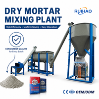 Ligne de production de mortier sec compacte 10t/h pour la fabrication de poudre de mastic et de plâtre avec mélangeur à ruban et machine d'emballage en sacs