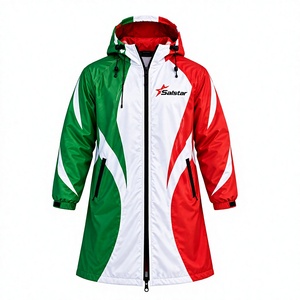 Veste parka longue à capuche pour homme, design personnalisé, imperméable, fermeture éclair, vert, blanc, rouge, veste sportive, logos de marque personnalisés - Product Image 1