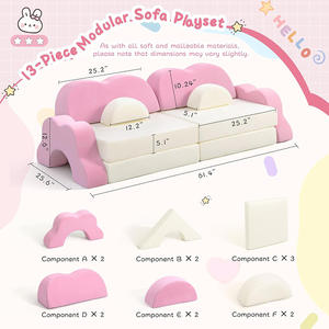 13 पीसी मोटी टॉडलर सोफे सेट, किलों के निर्माण के लिए परिवर्तनीय फोम सोफे, बेडरूम (गुलाबी) के लिए सोफे खेलते हैं, बेडरूम (गुलाबी) - Product Image 2