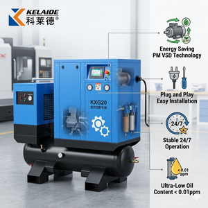15kW (20HP) 10 Bar All-in-One Screw Air <b>Compressor</b>, 7.5kW 10HP <b>Industrial</b> <b>Compressor</b> with 100L Tank & Dryer, Plug & Play - Product Image 3