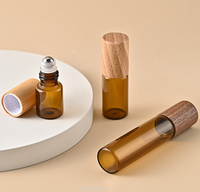 Flacons Roll-on en Verre Vides Portables de 3ml, 5ml, 10ml, Ambrés ou Transparents, avec Bouchon en Bois et Bille Métallique pour Parfum et Huiles Essentielles