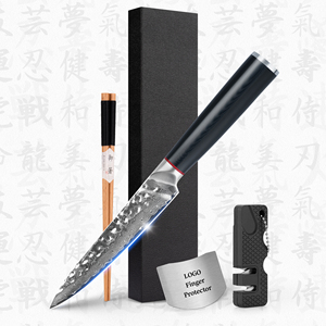 10% de descuento Cuchillo de carne japonés de acero <span class=keywords><strong>damasco</strong></span> VG10 de 5 pulgadas con mango redondo G10, 67 capas y hoja martillada, cuchillo de cocina multiusos - Product Image 1