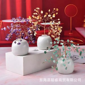 <b>Crystal</b> <b>Tree</b> Ornament Amethyst Rose Quartz Citrine Green Aventurine Round Shape Home Decoration Gift For Graduation - Product Image 4