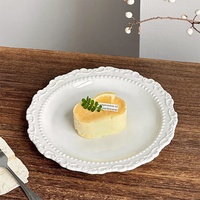 Assiettes en céramique française en vrac, à fleurs en relief, blanches et jaunes, vintage, pour le dîner, le gâteau, le pain, le beurre, assiette de service