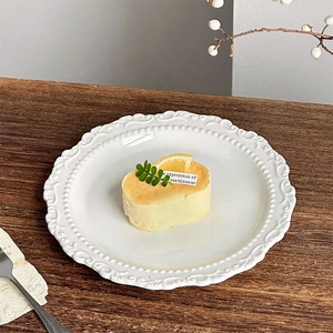 Assiettes en céramique française en vrac, à <span class=keywords><strong>fleurs</strong></span> en relief, blanches et jaunes, vintage, pour le dîner, le gâteau, le pain, le beurre, <span class=keywords><strong>assiette</strong></span> de service - Product Image 3