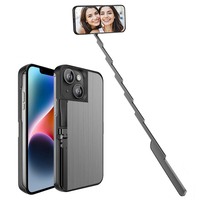 Étui pour iPhone avec perche à selfie, coque de protection intégrée rétractable 3 en 1 portable pour la prise de vue en selfie, le vlogging et le streaming en direct