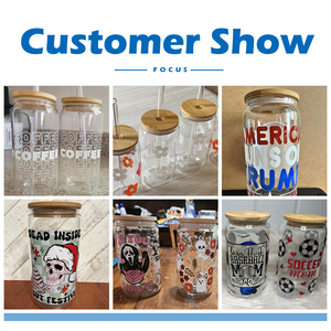 USA kho RTS 16oz thủy tinh rõ ràng có thể thăng hoa trống Soda <span class=keywords><strong>Mason</strong></span> <span class=keywords><strong>Jar</strong></span> 500ml bia cốc thủy tinh với nắp tre và rơm cốc thủy tinh - Product Image 5