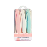 Rasoir à sourcils pliable de sécurité pour femmes, anti-rayures, ensemble pour débutantes, outils de maquillage avec lames remplaçables, 3 pièces
