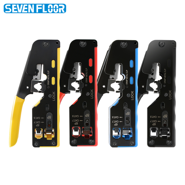 Multifunctional Network Pliers CAT5/CAT6/CAT7/RJ45 EZ Crimp Tool with Pass Through Feature Crimps Wire Rj11/R12/RJ45