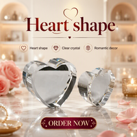 Photo en cristal 3D en forme de cœur avec base lumineuse |   Décoration et cadeau de mariage personnalisés avec photo polie sur mesure