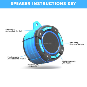 Haut-parleur étanche pour vélo de route IP67 avec lumière LED, radio FM, mains libres, portable, rechargeable, son 5W, 6h d'autonomie, extérieur - Product Image 3