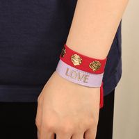 Bracelet tissé personnalisé avec lettre, estampage à chaud de luxe, gland ajustable, bracelet en tissu personnalisé pour femme