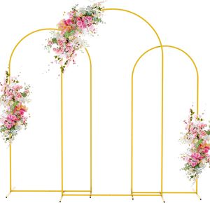Metal Gold Folding Arch <b>Backdrop</b> <b>Stand</b> for Wedding and Party Decorations 1.2x2.2M + 0.8x1.8M 6-7ft Height - Product Image 1